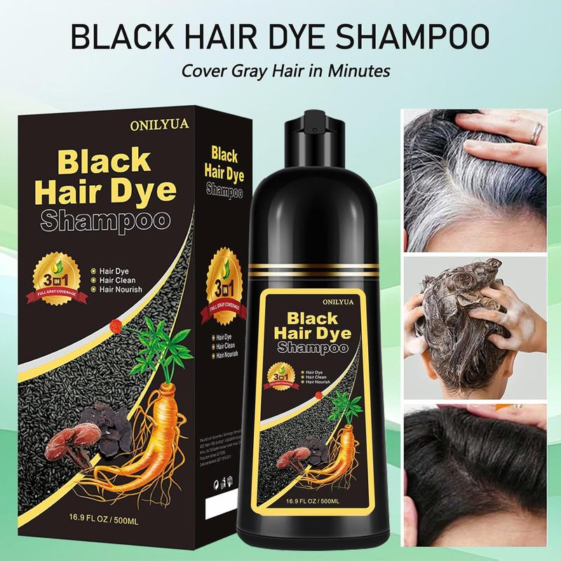 Unisex Hair Dye Shampoo 3 in 1 Instant Hair Color + 100% Grey Coverage-Can cover gray hairs,Herbal Ingredients Natural Shampoo,Contains Ginseng Extract,Natural Haircoloring,Plant Haircare