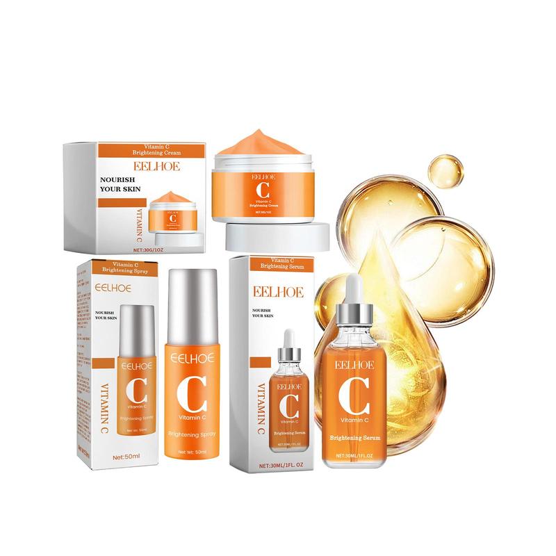 Vitamin C Moisturizing Skincare Kit, Including 1 Count Moisturizing Cream,1 Count Vitamin C Serum and 1 Count Spray, Hydrating Skin Care Kit for Women & Men