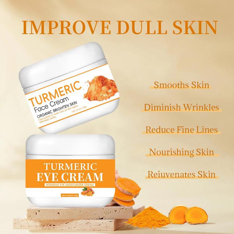 Turmeric Skin Care Kit, 5 Counts set Including Turmeric Face Cream, Eye Cream, Neck Cream, Serum & Soap, Moisturizing Skin Care Kit for All Skin Types