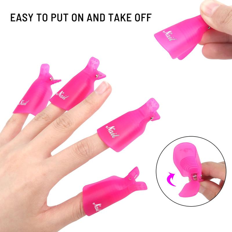 (10 Pcs ) Plastic Acrylic Nail Art Soak Off Cap Clip UV Gel Polish Remover Wrap Tool Gel Nail Polish Remover Clips for Fingernail Removal Soak Off Clips Wrap Cleaner Cap Clip