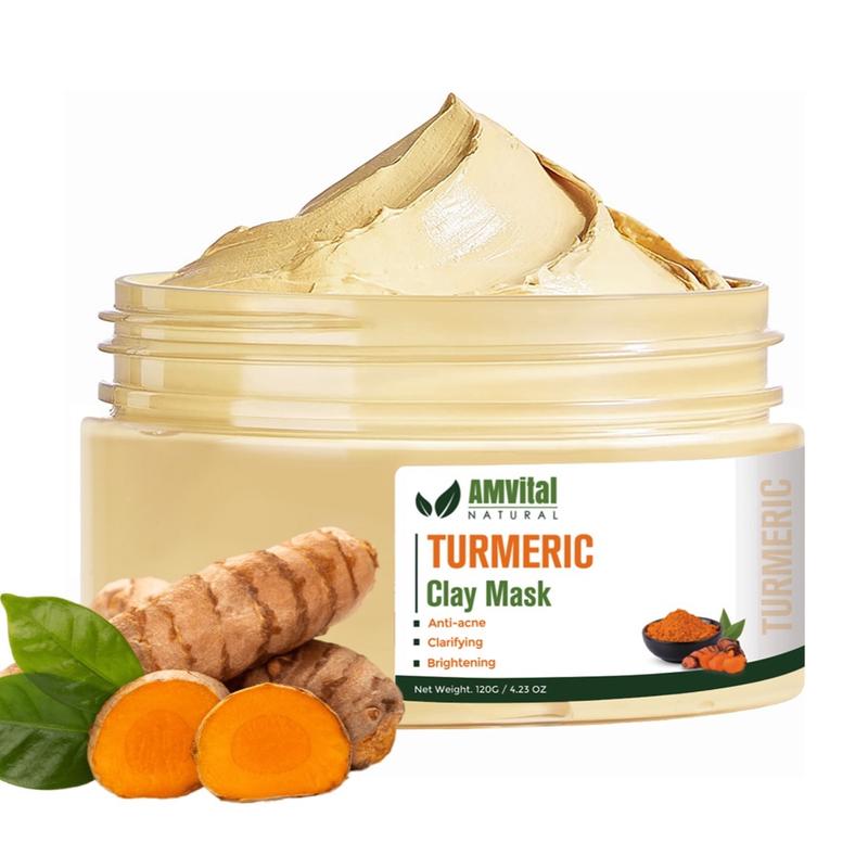 AMVital Turmeric Vitamin C Clay Mask - Refining Pores and Controlling Breakouts with Skin Brightening Vitamin C-Facial Mud Mask for Flawless Skin Care