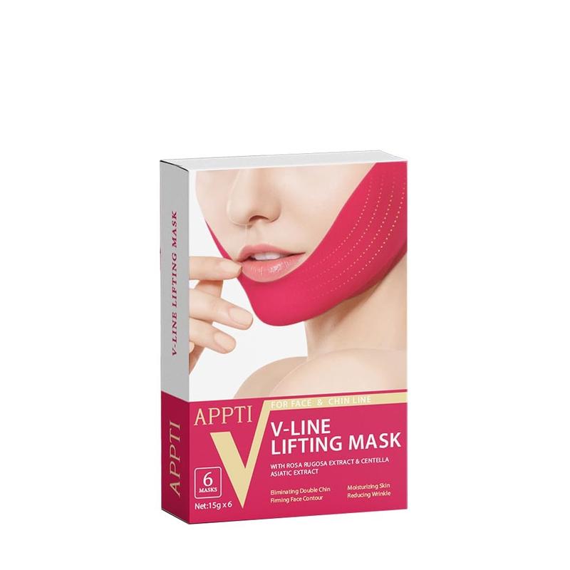 APPTI Chin Lifting Mask with Rosa Rugosa and Centella Asiatica Extracts - Firming and Nourishing (Pink) for All Skin Types Skincare