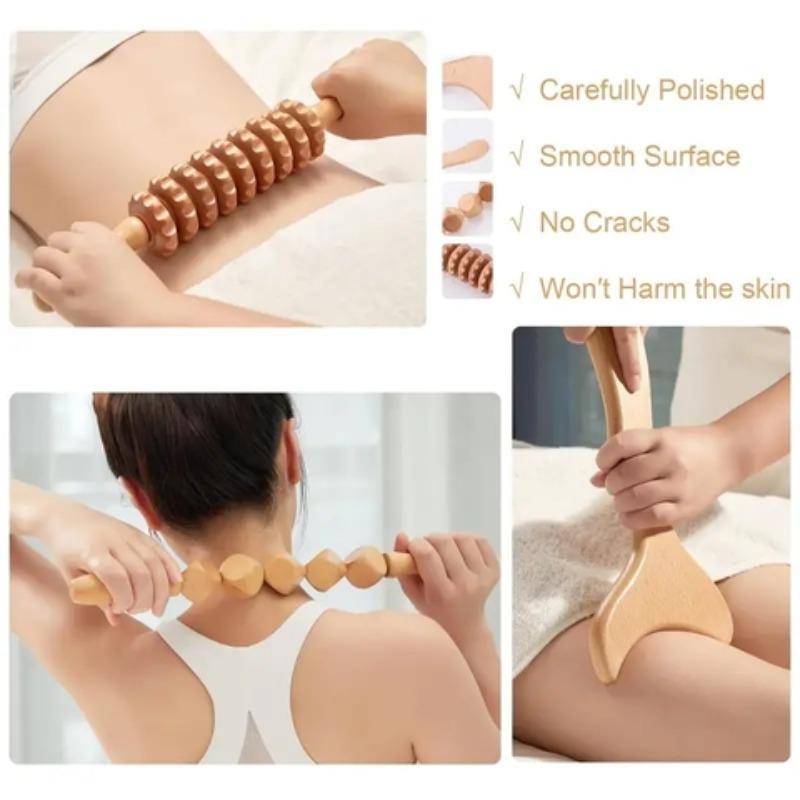 Wooden Massage Tool Set, 6 Counts set Manual Massage Tools, Muscle Relaxation Tool for Women and Men, Body Care Tool for Home & Spa