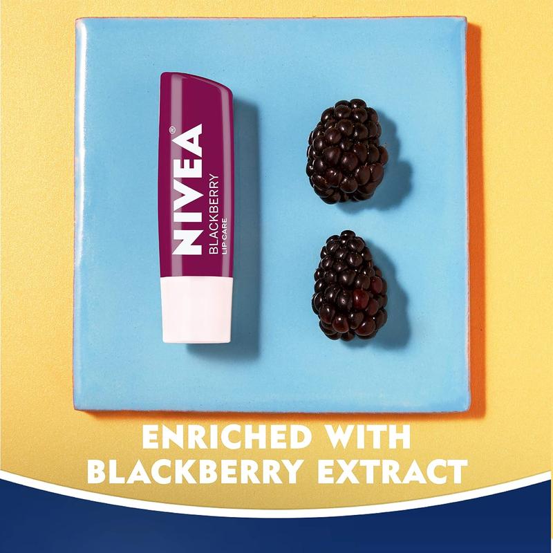 NIVEA Lip Care, Fruity Tinted Lip Balm Variety Pack, Includes Cherry, Strawberry, Blackberry and Watermelon Scents