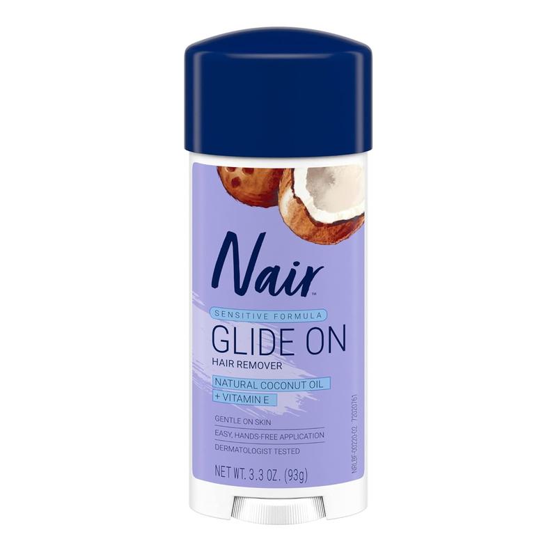 Nair Glide On Hair Removal Cream, Arm, Leg, and Bikini Hair Remover, Depilatory Cream, 3.3 Oz Stick