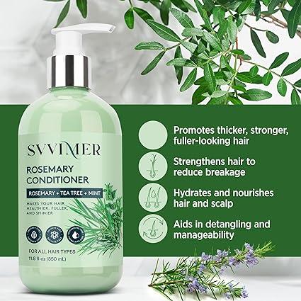 Rosemary Hair Growth Conditioner: Thickening Moisturizing Product with Biotin for Women Men - for Damaged Dry Thinning Hair 11.8 fl.oz Haircare Shampoo Blonde Luxury Mint Radiant Comfort Cleanser Cleansing Hydrate Moisturizer Moisture Hydrating Nourishing