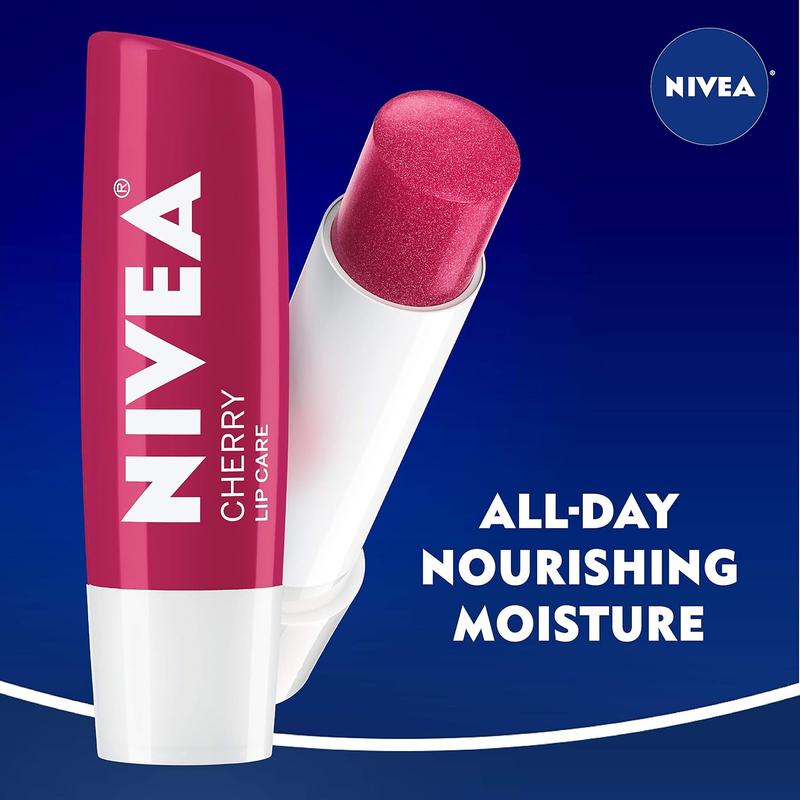 NIVEA Lip Care, Fruity Tinted Lip Balm Variety Pack, Includes Cherry, Strawberry, Blackberry and Watermelon Scents