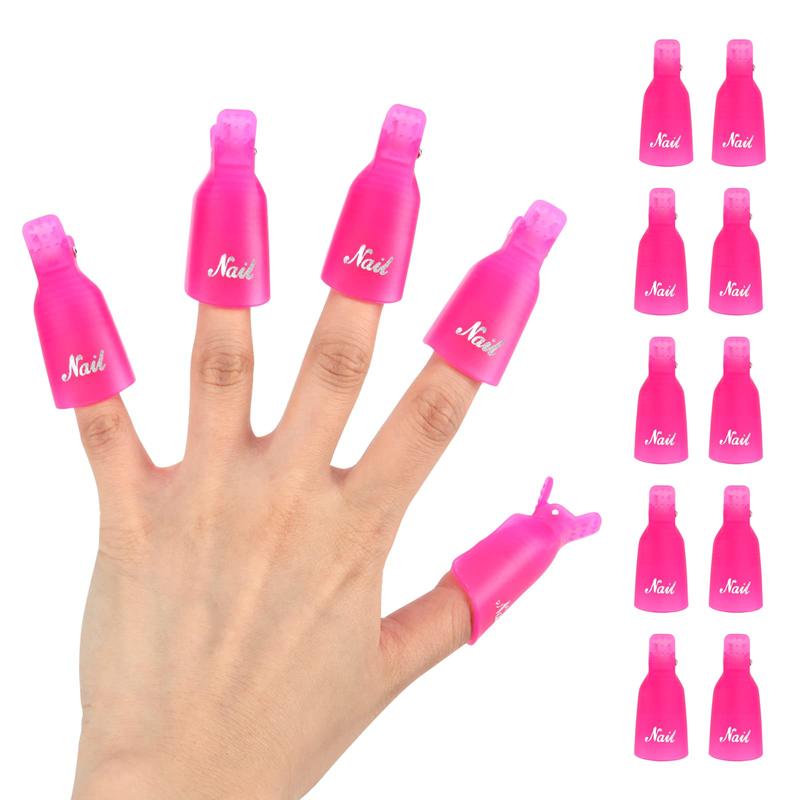 (10 Pcs ) Plastic Acrylic Nail Art Soak Off Cap Clip UV Gel Polish Remover Wrap Tool Gel Nail Polish Remover Clips for Fingernail Removal Soak Off Clips Wrap Cleaner Cap Clip