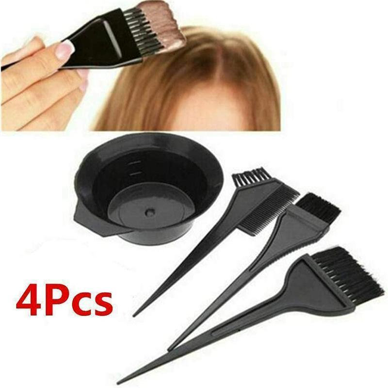 4pcs Hair Dye Set, Paint Set with Brush, Comb, Brush Bowl, For Hair Dyes, Dyeing, Hairstyle, Color Accessories Bowl