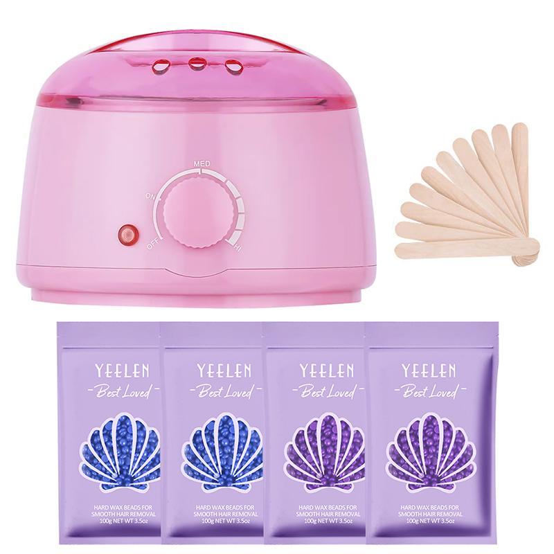 Wax Warmer & Wax Bean & Scrapers Set, 1 Count Wax Warmer with 4 Packs Wax Beans & 10pcs Wax Applicator, Personal Care Products for Women