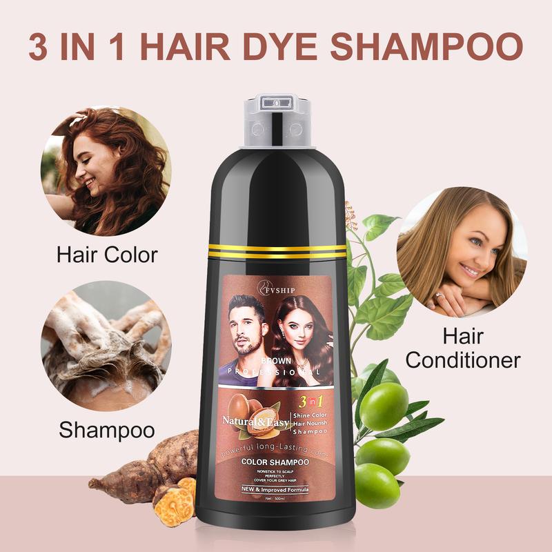 FVSHIP Hair Dye Shampoo 3 In 1 Herbal Ingredients 99% Coverage Of White Hair, Hair Care, Hair Dye, Stain, Suitable For Men And Women, Lasting Coverage. Hair Care Plants The Perfect Holiday Gift For Halloween, Mother's Day And Christmas