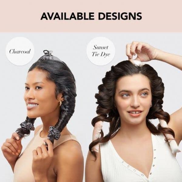 Heatless Curling Set for No-Heat Soft Curls | Overnight Hair Curlers & Curling Rod Headband, Frizz-Free Styling | Gentle Rollers for All Hair Types - 1 Pack (Charcoal)