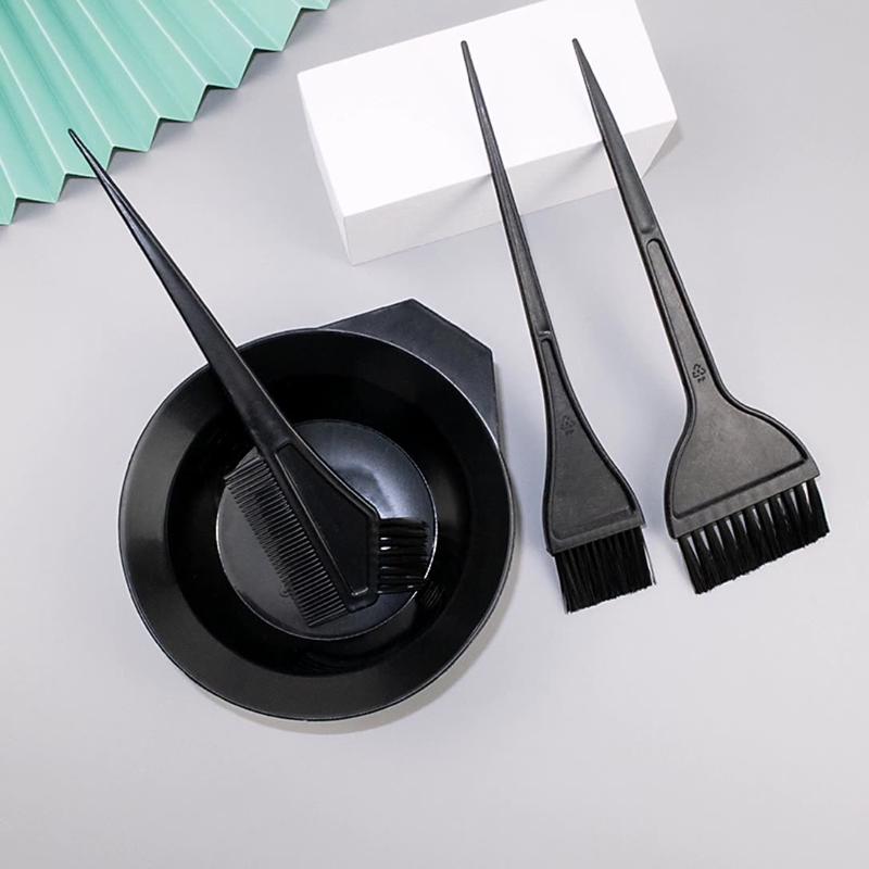 4pcs Hair Dye Set, Paint Set with Brush, Comb, Brush Bowl, For Hair Dyes, Dyeing, Hairstyle, Color Accessories Bowl